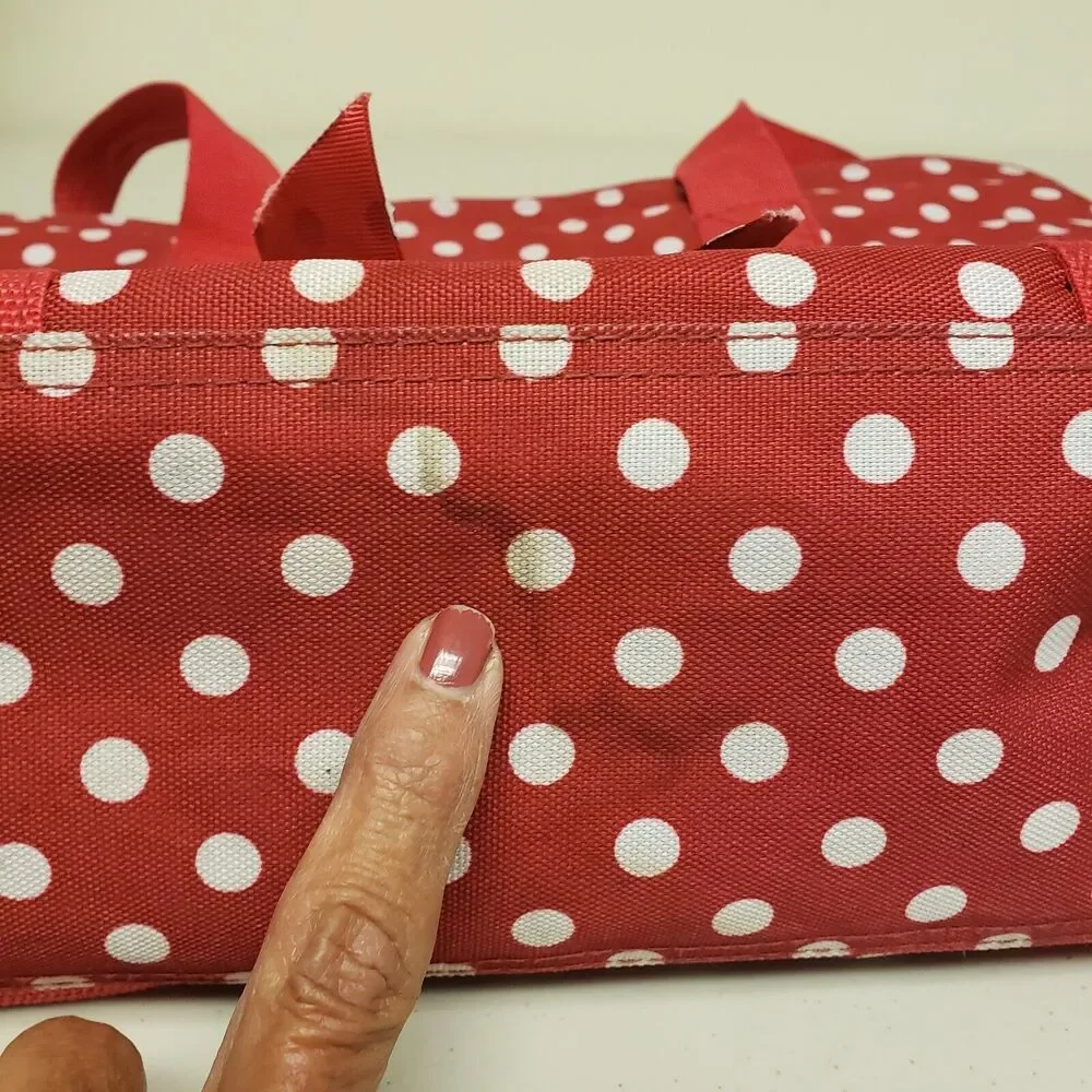 Disney Minnie Mouse Canvas Zip Tote Bag Red White Polka Dot Beach Polka-Dot Boho